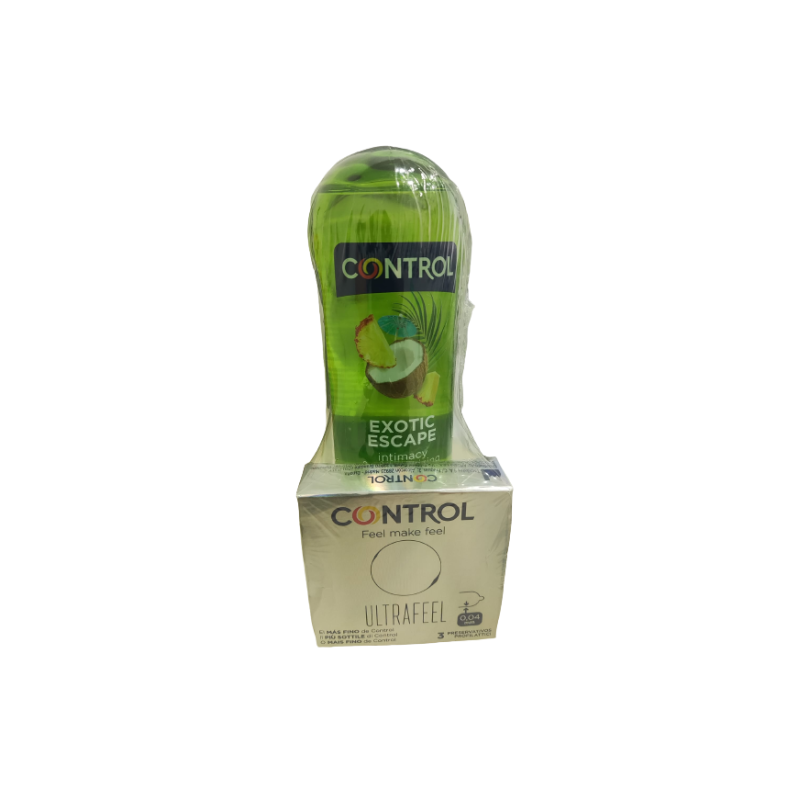 Control Kit Exotic Escape Gel lubricante 200 ml + 2 preservativi Ultrafeel