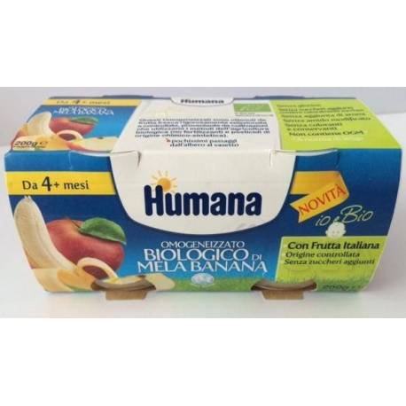 Humana Omogeneizzato Biologico Gusto Mela e banana 2 x 100 g
