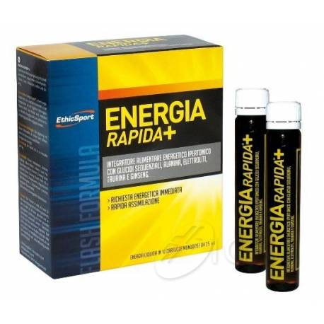 EthicSport Energia Rapida + Integratore Energetico per Sportivi 10 flaconcini x 25 ml