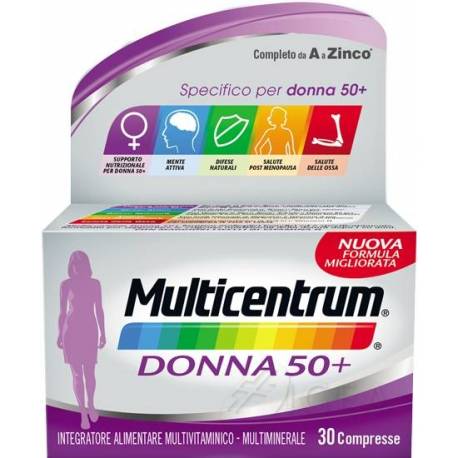 Multicentrum Donna 50+ Integratore Alimentare Mutivitaminico Multiminerale 30 compresse