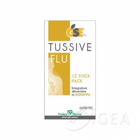 GSE Tussive Flu Sciroppo In 12 Stick Pack Per la Gola