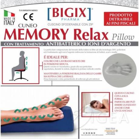 Bigix Pharma Memory Relax Cuscino Cuneo con Trattamento Antibatterico