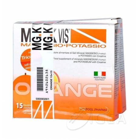 MGK Vis Magnesio e Potassio Integratore Idrosalinico Gusto Arancia 15 Bustine + 15 Omaggio