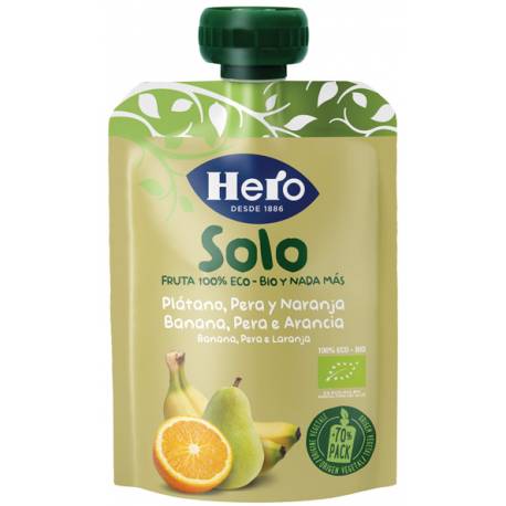 Hero Baby Solo 100% Bio Banana Pera Arancia Frutta Frullata 100 g