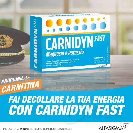 Carnidyn Fast Integratore di Magnesio e Potassio per la Stanchezza Fisica 20 bustine