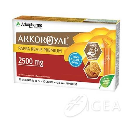 Arkopharma Arkorojal Pappa Reale Premium 2500 mg Integratore di Pappa Reale 10 Fiale da 15 ml