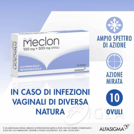 Meclon 100 mg + 500 mg 10 ovuli vaginali