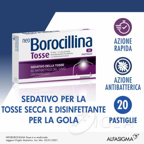 Neoborocillina Tosse 10 mg + 1,2 mg - 20 compresse