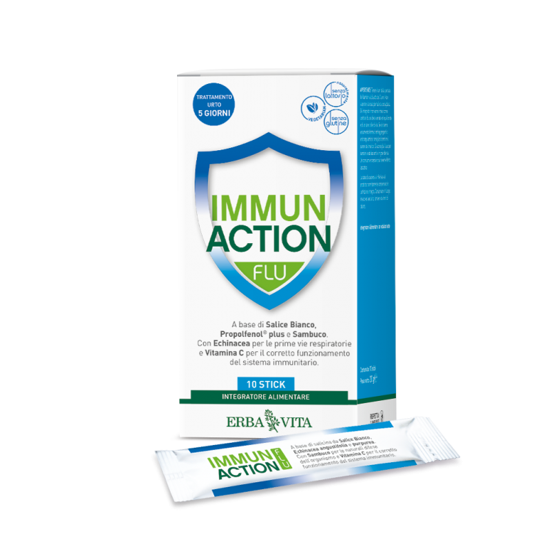 Erba Vita Immun Action Flu Integratore Difese Immunitarie 10 Stickpack