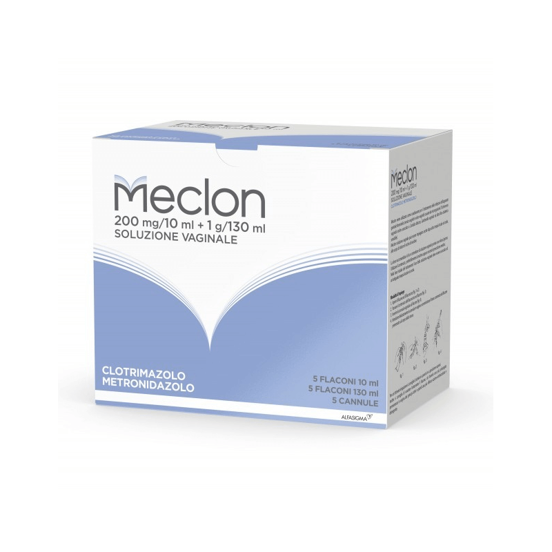 Meclon Soluzione Vaginale 200 mg/10 ml + 1 g/130 ml - 5 flaconi