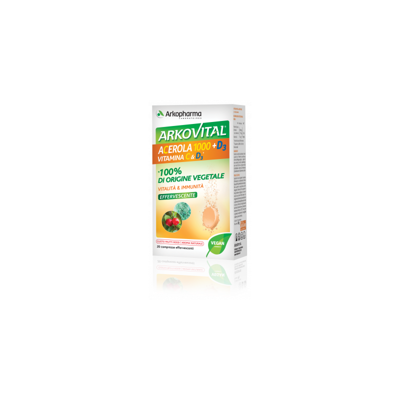 Arkovital Acerola 1000+D3 Vitamina C&D3 20 Compresse Effervescenti