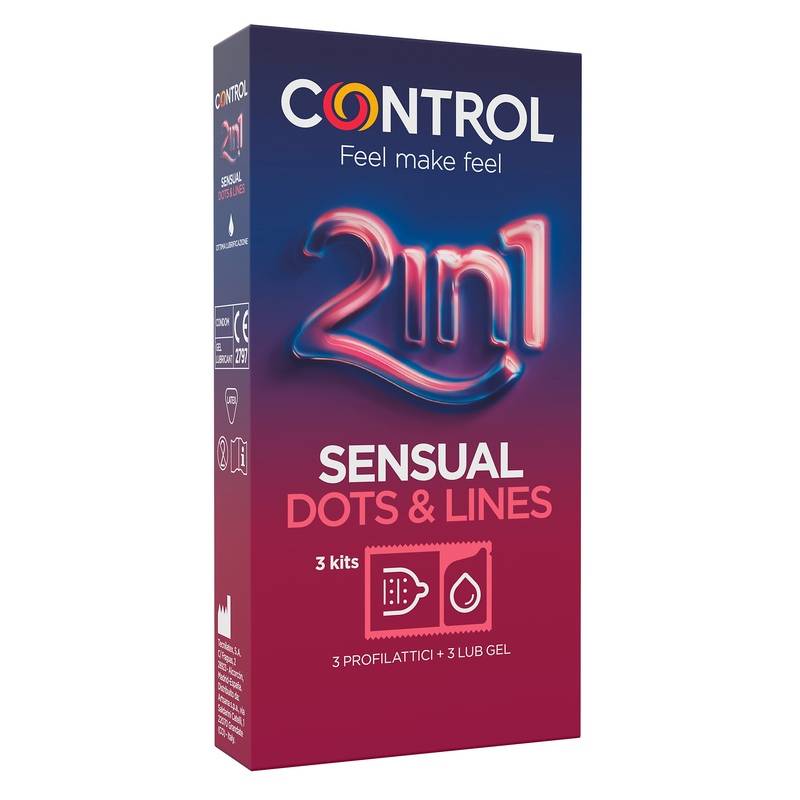 Control 2 in 1 Sensual Dots & Lines Kit Profilattico + Gel