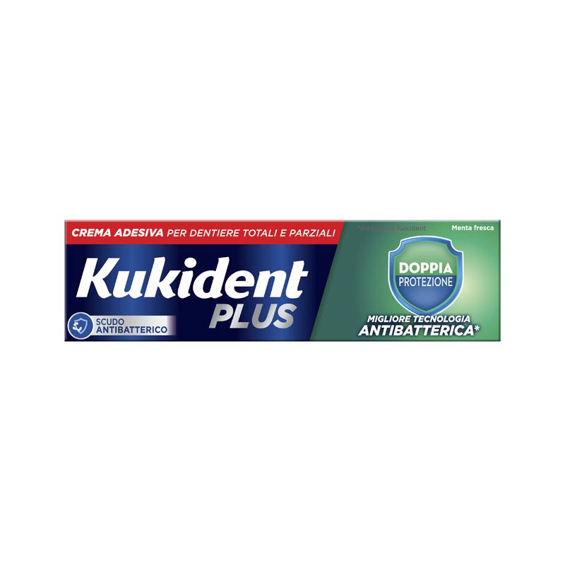 Kukident Plus Doppia Protezione Crema Adesiva Dentiere 40 G