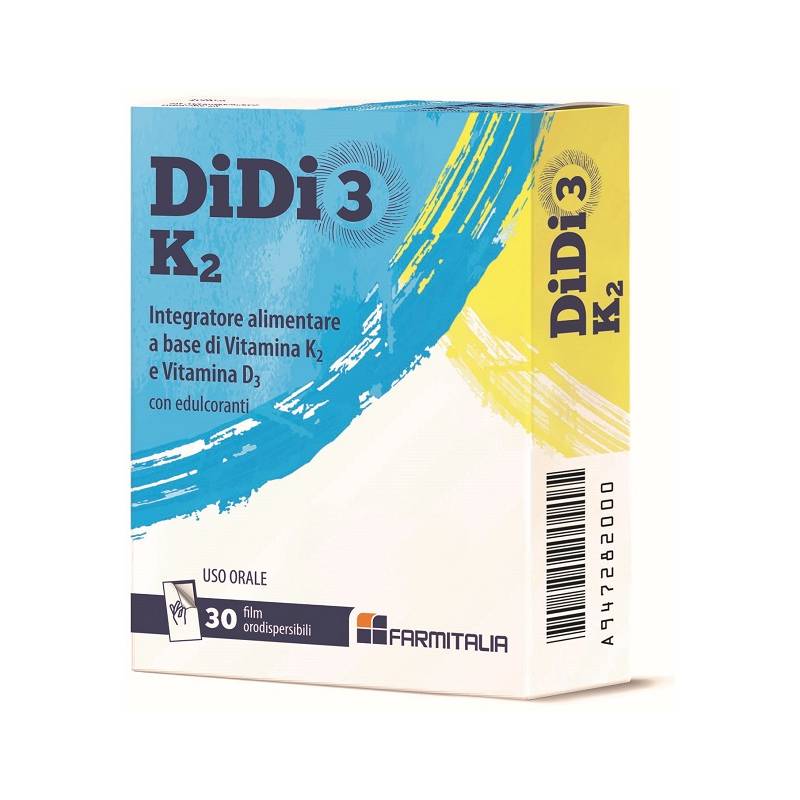 Farmitalia Didi3 K2 Integratore Vitamina D3 e K2 30 Film Orodispersibili