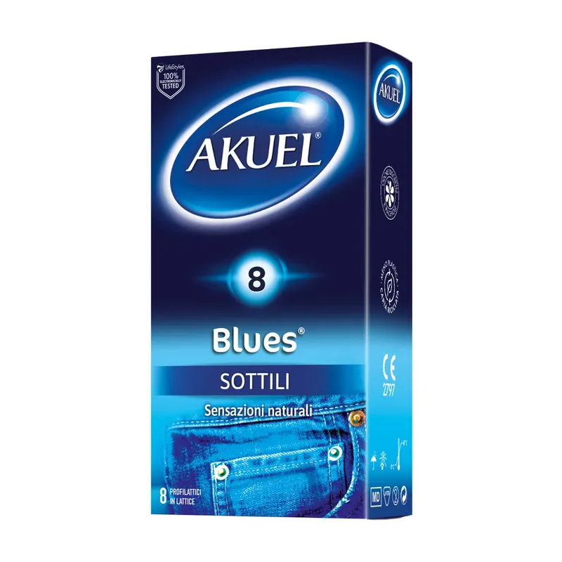 Akuel Blues Profilattico Sottile 8 pezzi