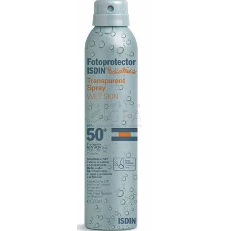 Isdin Fotoprotector Pediatrics Wet Skin Transparent Spray Protezione Solare 50 per Bambini 250 ml