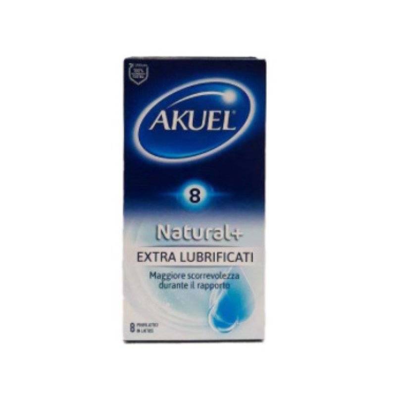 Akuel Natural+ Extra Lubrificati Profilattici 8 pezzi