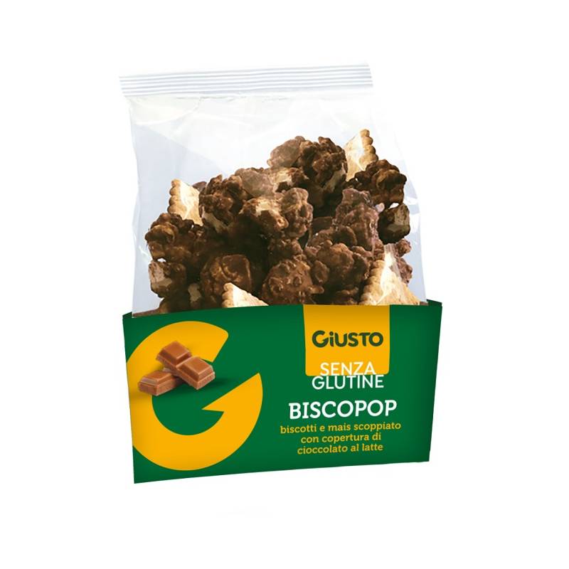 Giusto senza Glutine BiscoPop Biscotti e Mais Scoppiato con Copertura di Cioccolato 80 g