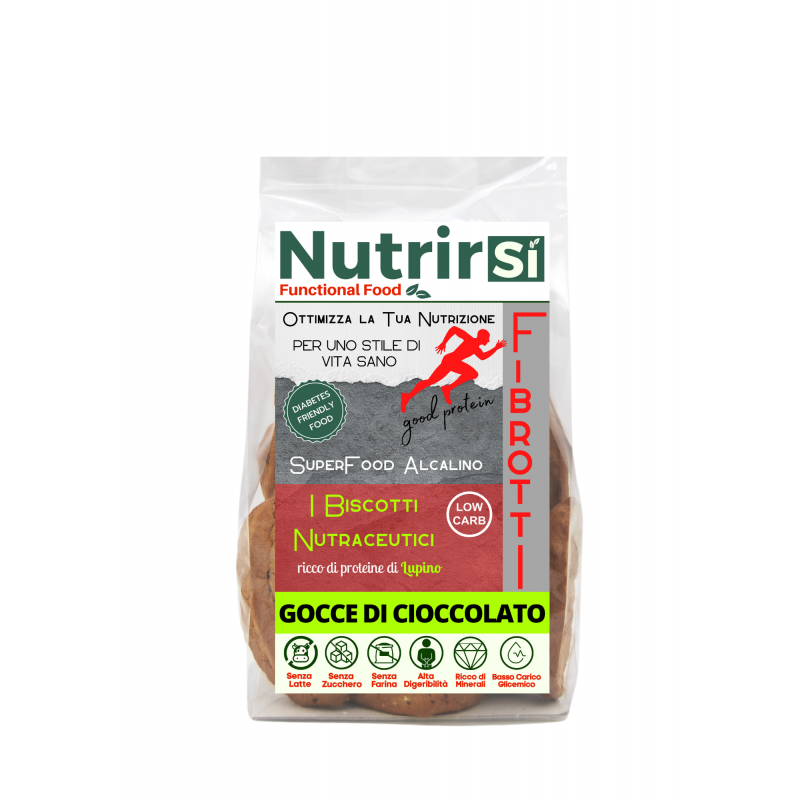NutrirSi Fibrotti Gocce di Cioccolato Biscotti a basso carico glicemico 100 g