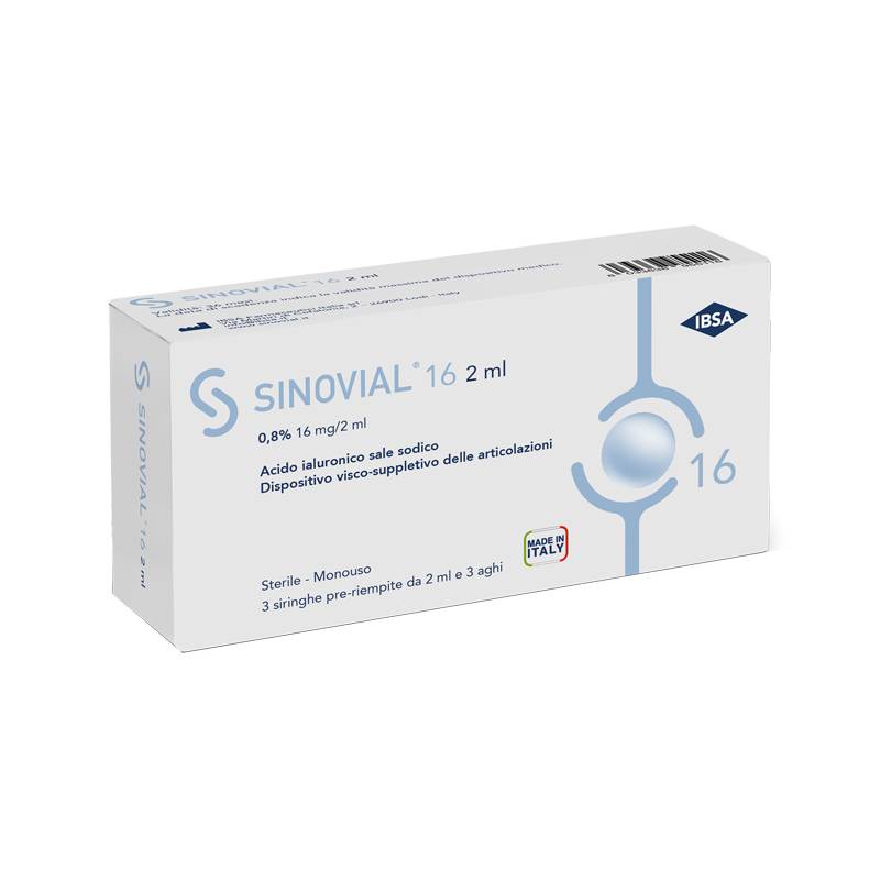 Ibsa Sinovial 32 Siringa Pre-Riempita di Acido Ialuronico 1,6% per Articolazioni 3 pezzi