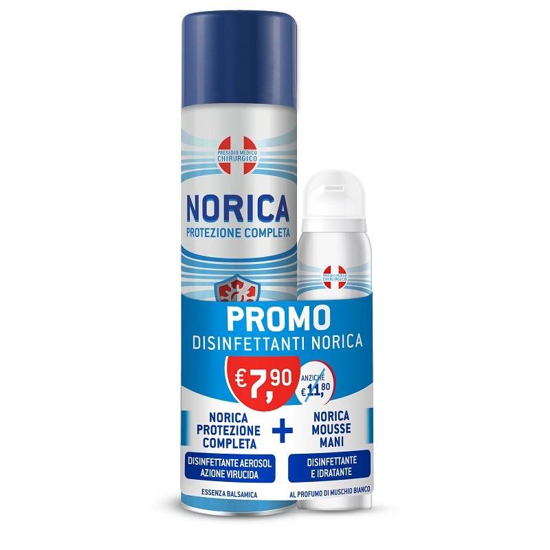 Norica Protezione Completa Spray disinfettante 300 ml + Mousse Mani disinfettante e idratante