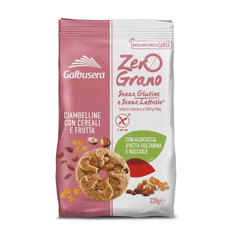 Galbusera Zerograno Frollini ai Cereali e Frutta Senza Glutine 220 g