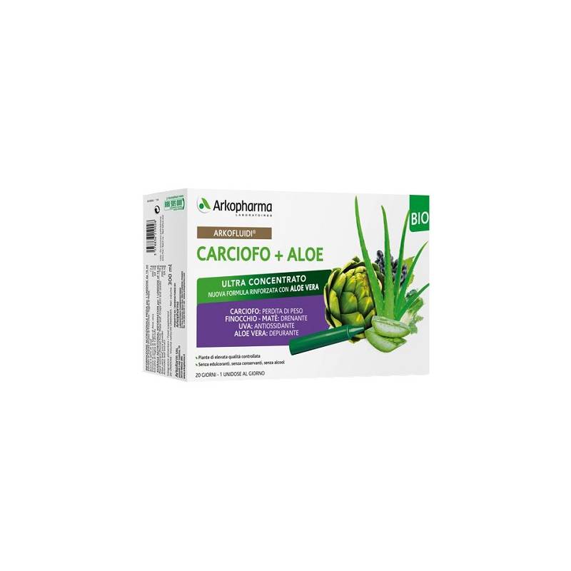 Arkofluidi Carciofo+Aloe Integratore per perdita di peso 20 flaconcini 200 g
