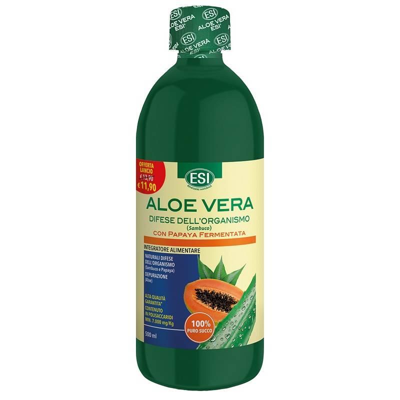 Esi Aloe Vera Difese Succo con Papaya e Sambuco per le Difese dell'Organismo 500 ml