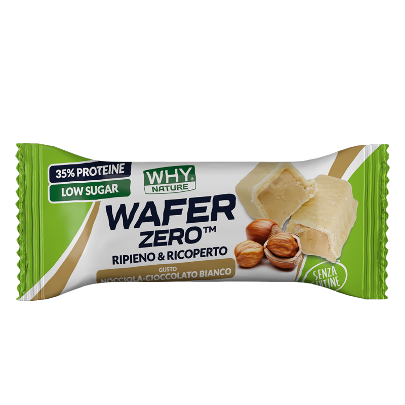 WHYnature Wafer Zero Nocciola e Cioccolato Bianco Bianco Biscotto Proteico 35 g