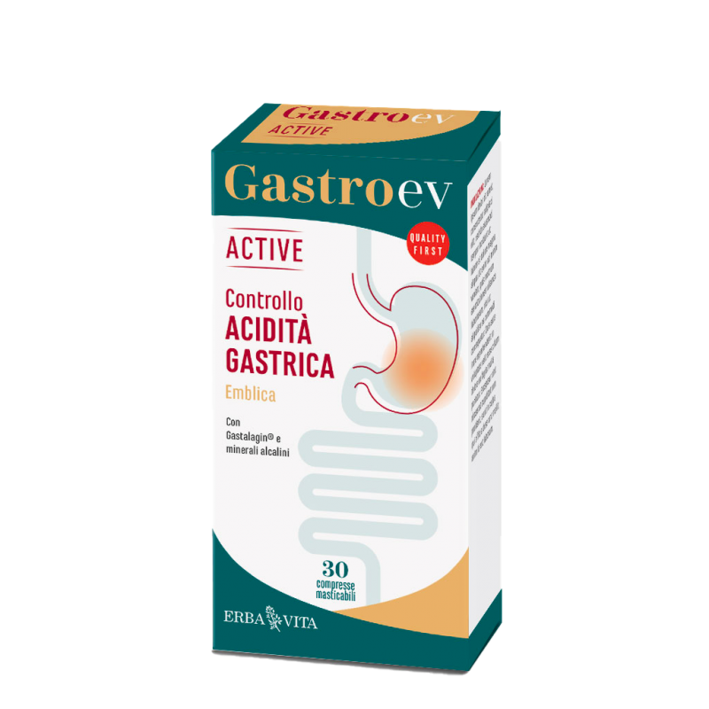 Erba Vita Gastro Ev Active Integratore Contro l'Acidità Gastrica 30 compresse