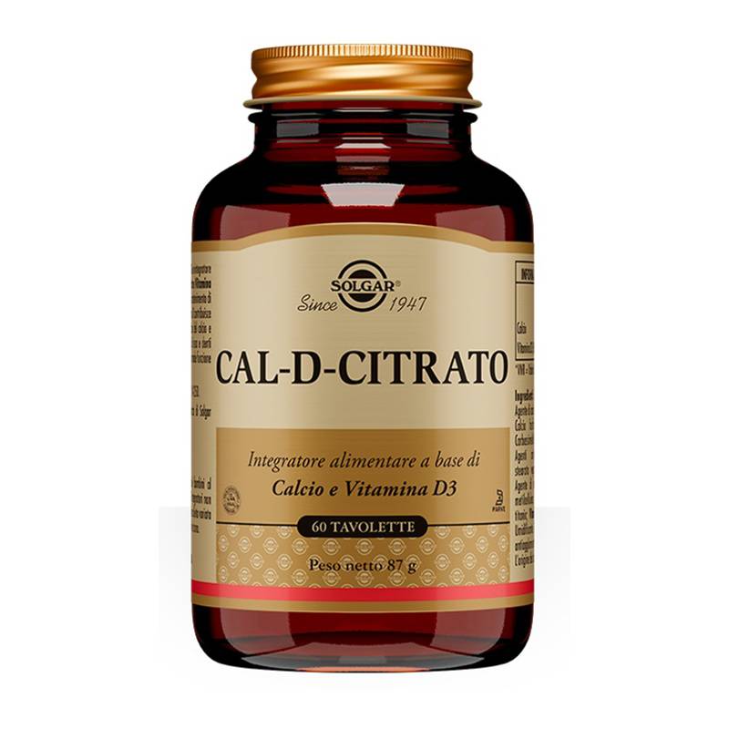 Solgar Cal-D-Citrato Integratore di Calcio e Vitamina D3 60 tavolette