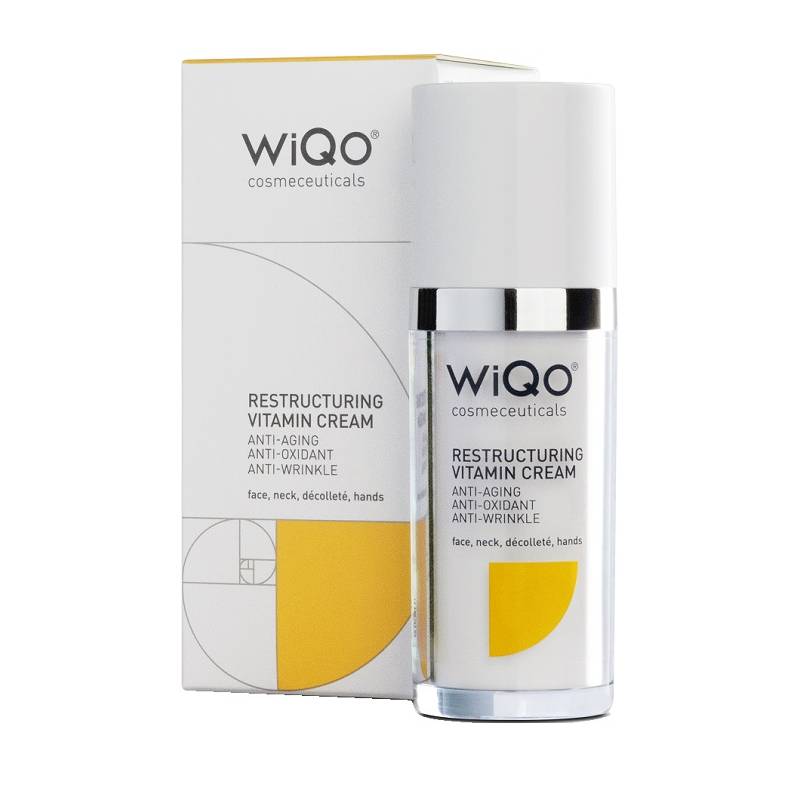 Wiqo Restructuring Vitamin è una crema viso, collo, decollété e mani antirughe e antiossidante 30 ml