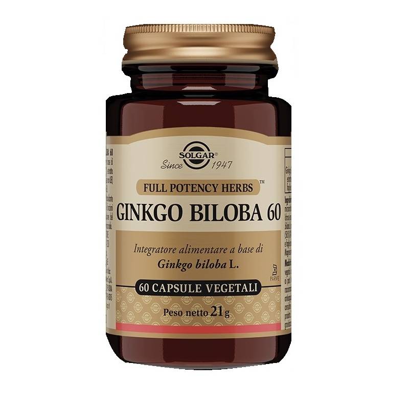 Solgar Ginkgo Biloba 60 Integratore antiossidante per il Microcircolo 60 capsule vegetali