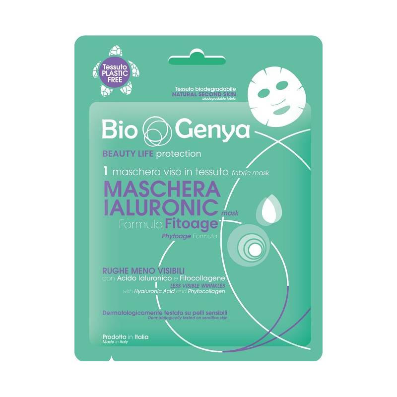 Biogenya Maschera Monouso Viso all'Acido Ialuronico + Phytoage per tutti i tipi di pelle 1 pezzo
