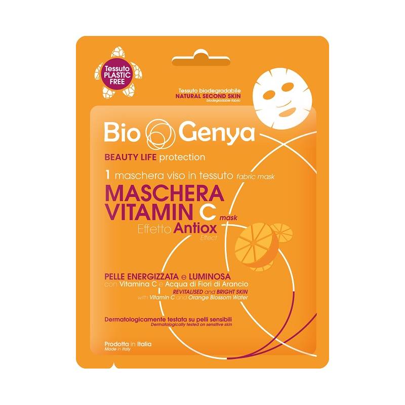 Biogenya Maschera Vitamin C Monouso Effetto Antiossidante per una pelle energizzata e luminosa 1 pezzo