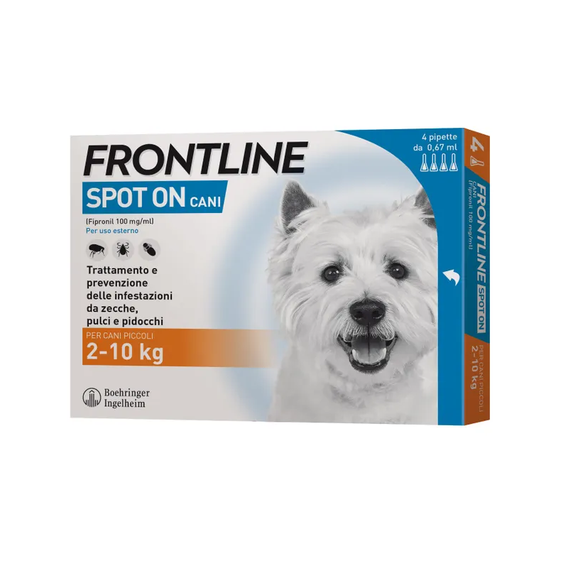 Frontline Spot On Antiparassitario per Cani da 2 a 10 Kg 4 pipette
