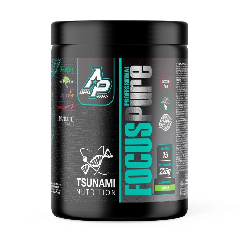 Tsunami Nutrition Focus Pure Integratore Energizzante per Sportivi Gusto Lemonade 225 g