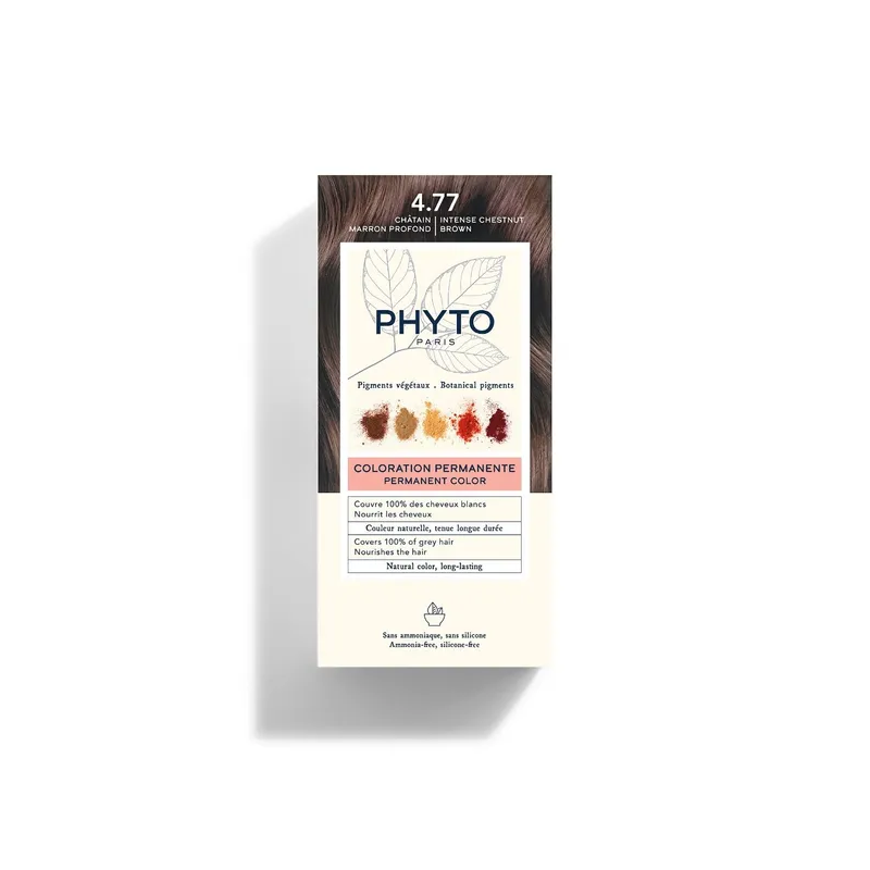 Phyto Color Kit Tinta per Capelli che copre il 100% dei capelli bianchi Colore 4,77 Castano Marrone Intenso