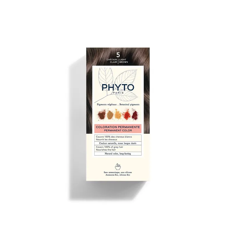 Phyto Color Kit Tinta per Capelli che copre il 100% dei capelli bianchi Colore 5 Castano Chiaro