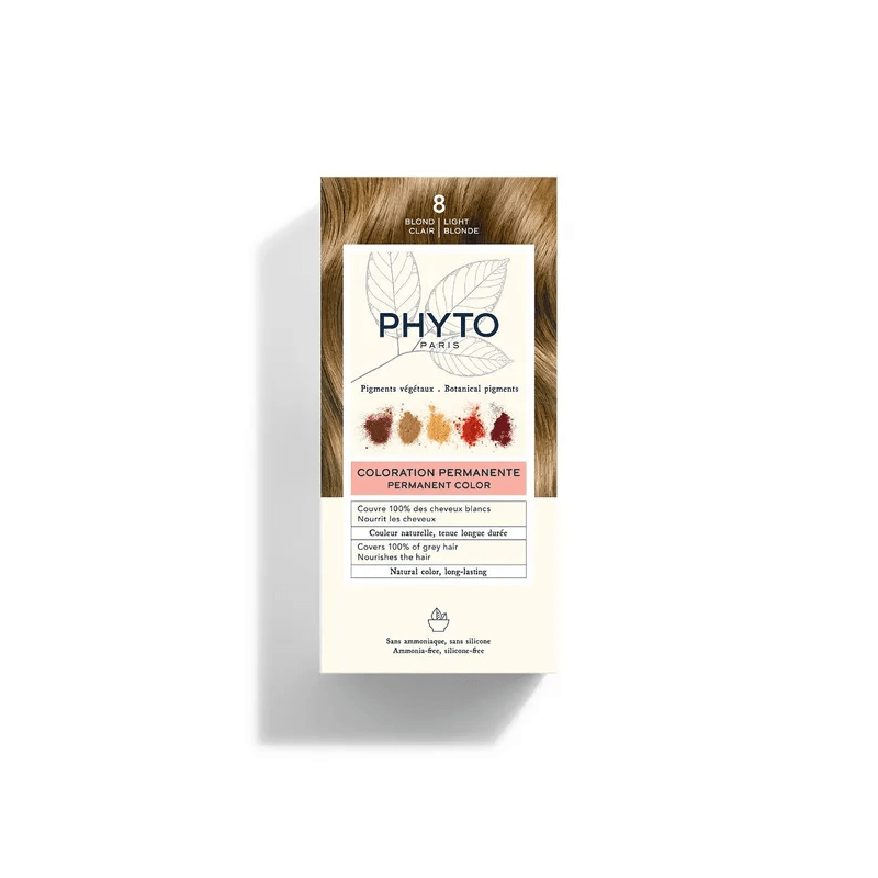 Phyto Color Kit Tinta per Capelli che copre il 100% dei capelli bianchi Colore 8 Biondo Chiaro