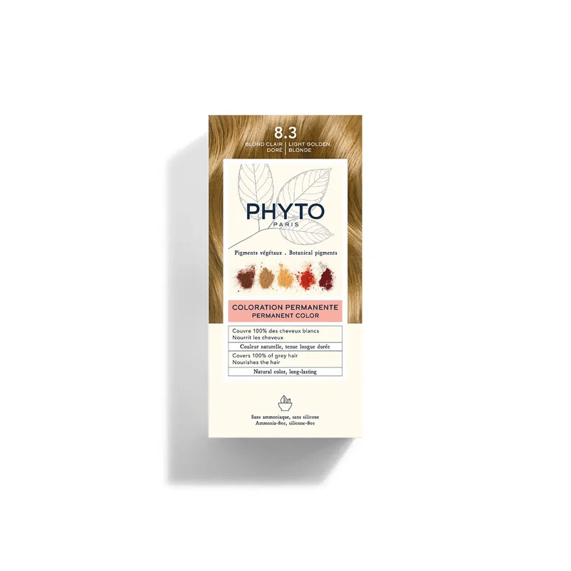 Phyto Color Kit Tinta per Capelli che copre il 100% dei capelli bianchi Colore 8,3 Biondo Chiaro Dorato