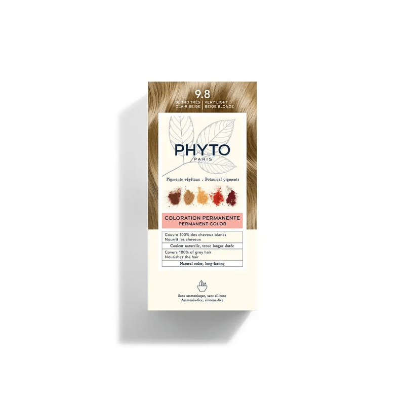 Phyto Color Kit Tinta per Capelli che copre il 100% dei capelli bianchi Colore 9,8 Biondo Chiarissimo Cenere