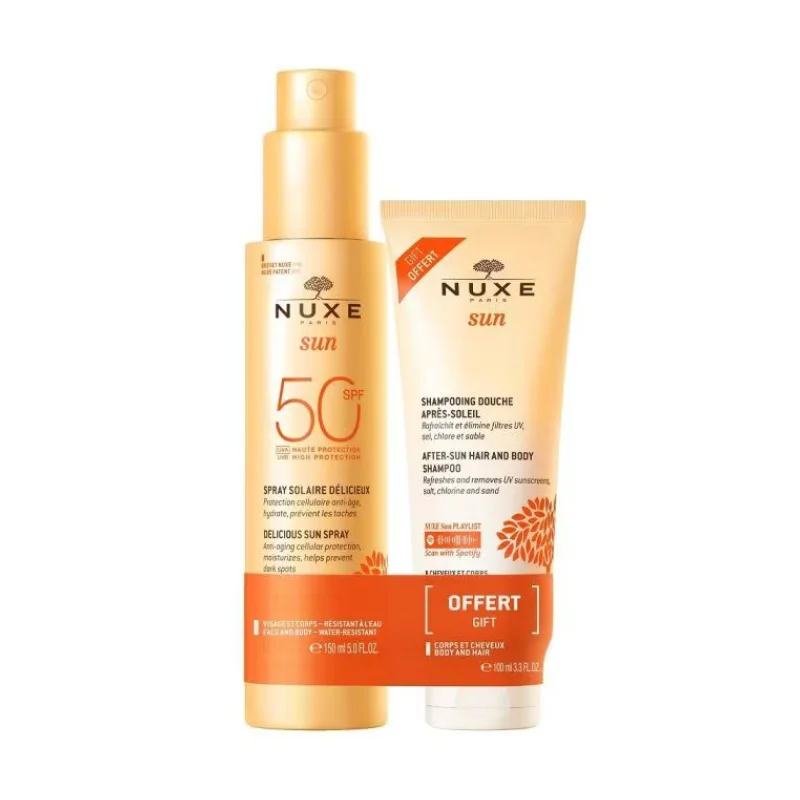 Nuxe Sun Latte Spray SPF50 + Shampoo Doccia Doposole per una protezione solare completa!