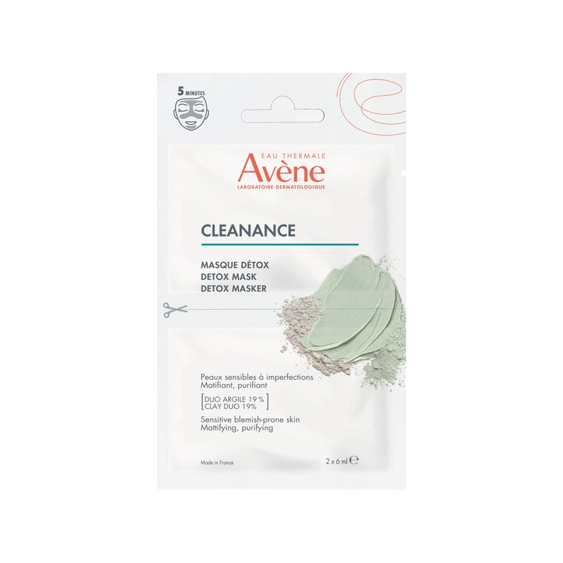 Avène Cleanance Maschera Detox Viso per la pelle sensibile con imperfezioni 2 pezzi 6 ml