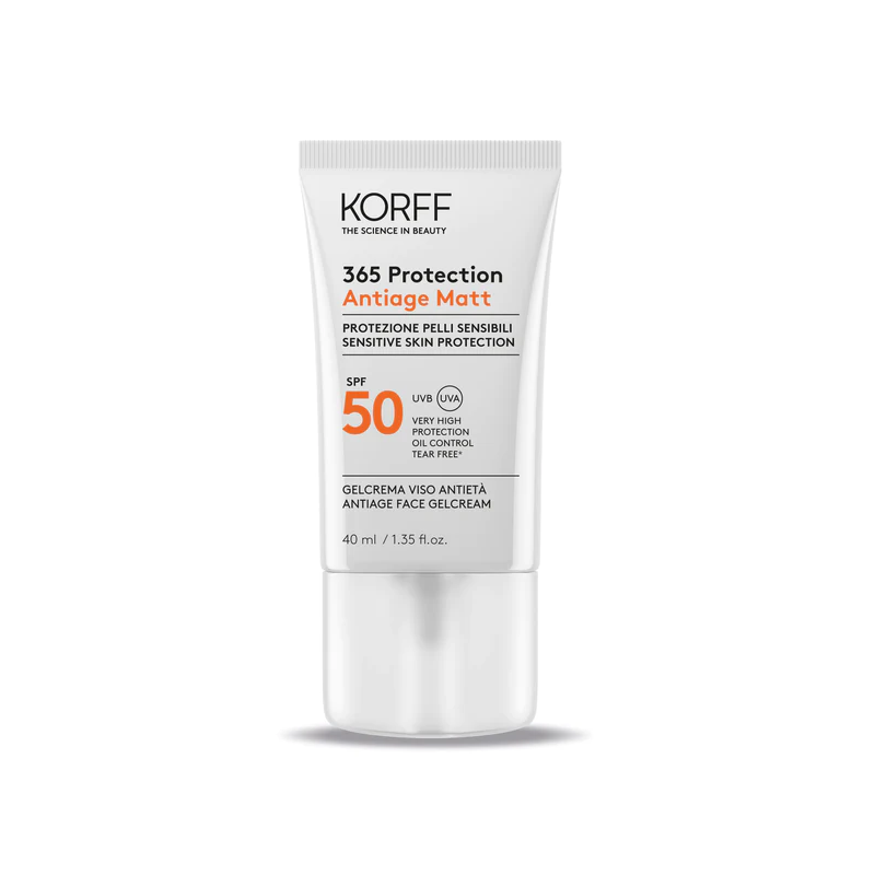 Korff 365 Protection Antiage Matt SPF50+ Gel Crema Viso Antietà resistente all'acqua 40 ml