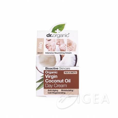 Dr Organic Virgin Coconut Oil Day Cream Crema Viso Giorno all'Olio di Cocco 50 ml