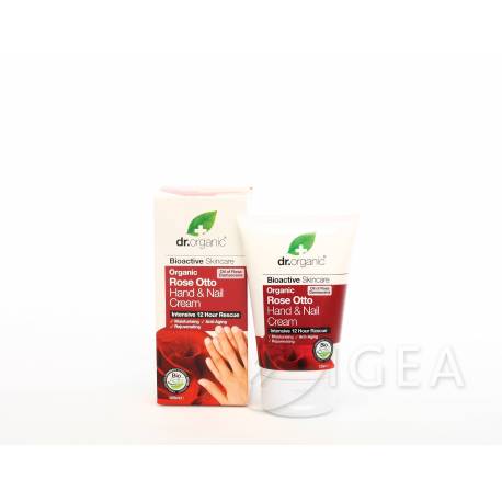 Dr Organic Rose Otto Hand & Nail Cream Crema Mani e Unghie all'Olio Essenziale di Rosa 125 ml
