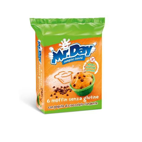Mr. Day 6 Muffin Senza Glutine Con Pepite di Cioccolato Fondente