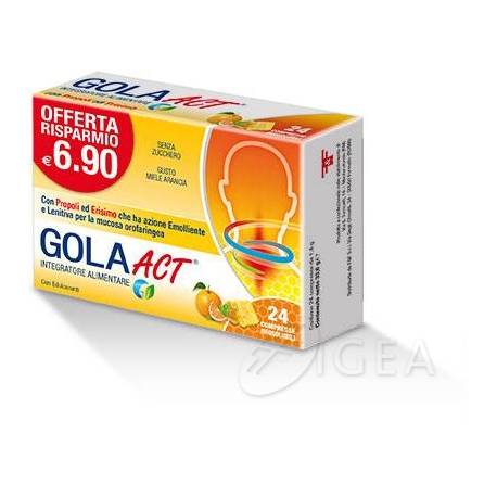 Gola Act Integratore Per la Gola ad Azione Emolliente e Lenitiva Gusto Miele e Limone