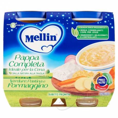 Mellin Baby Cena Pappa Completa Pastina Verdure e Formaggino
